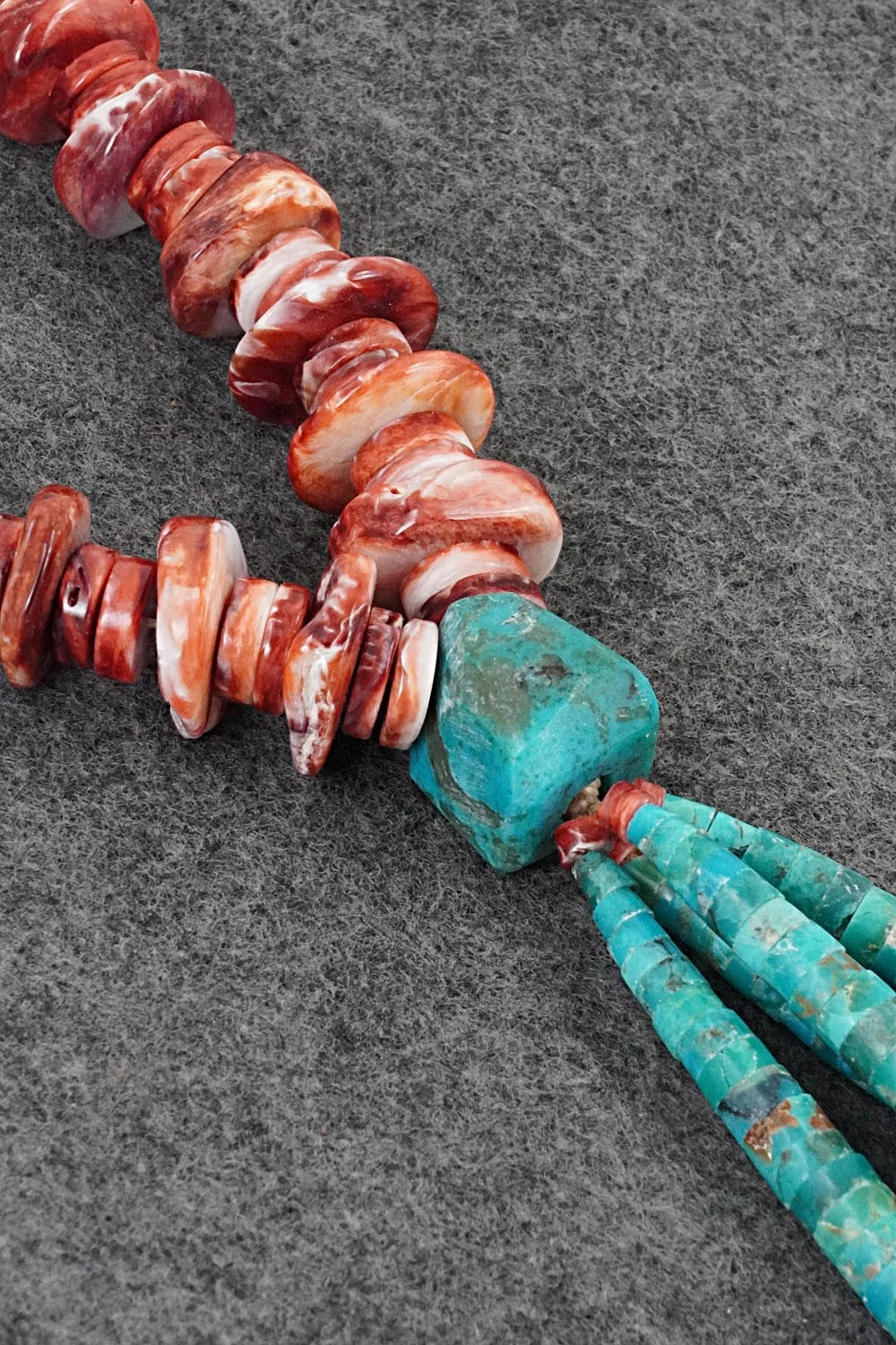 Turquoise & Spiny Oyster Necklace - Lupe Lovato