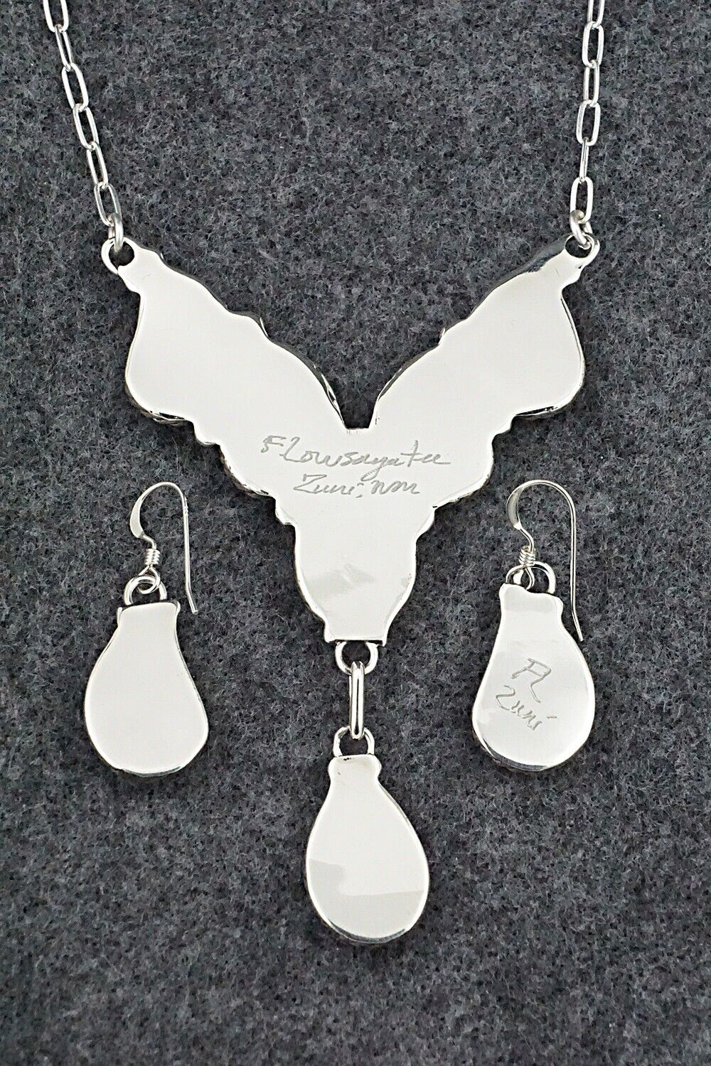 Turquoise & Sterling Silver Necklace Set - Faye Lowsayatee