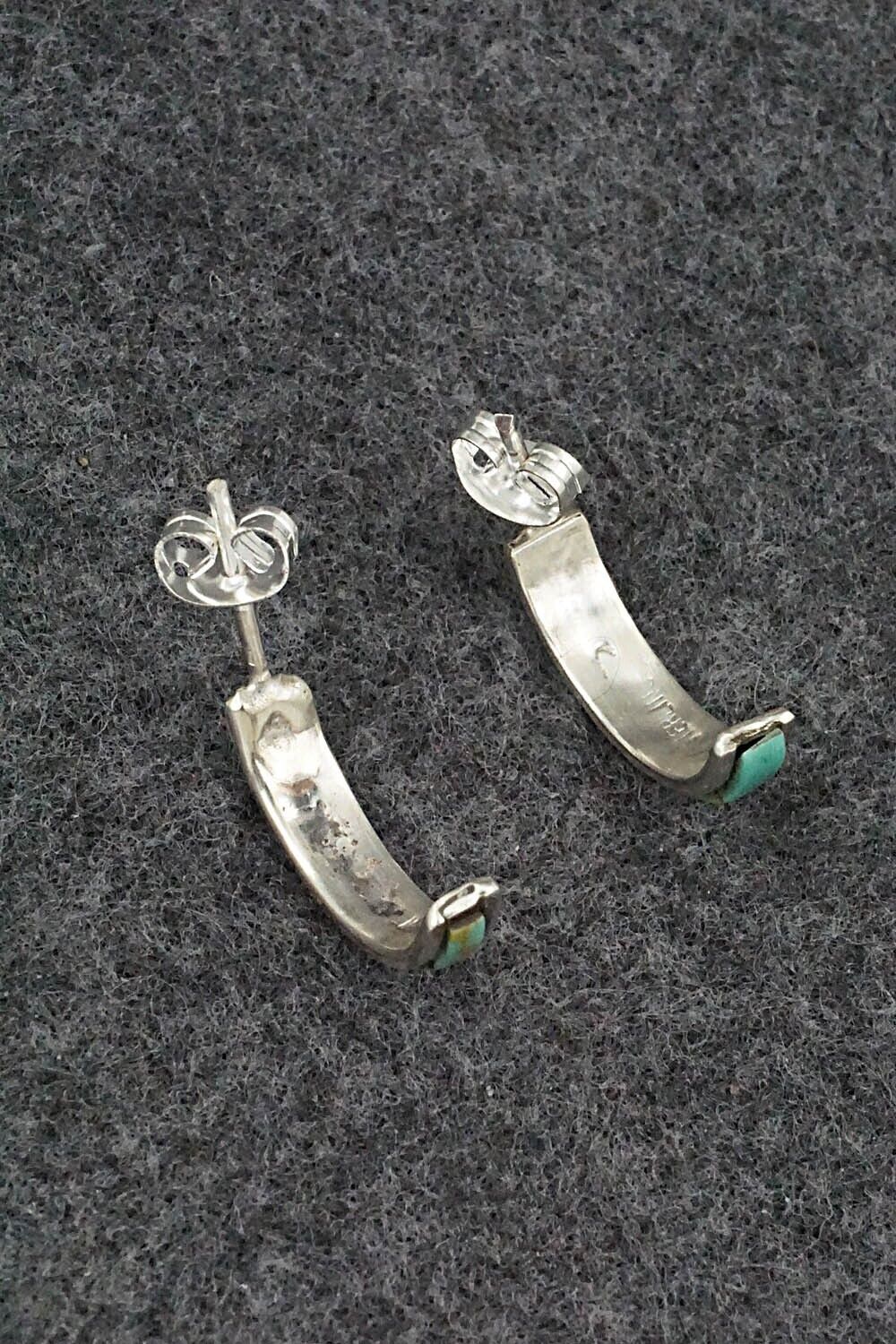 Turquoise & Sterling Silver Hoop Earrings - Alton Tom