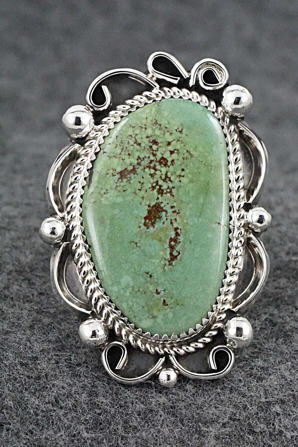 Turquoise & Sterling Silver Ring - Leslie Nez - Size 9