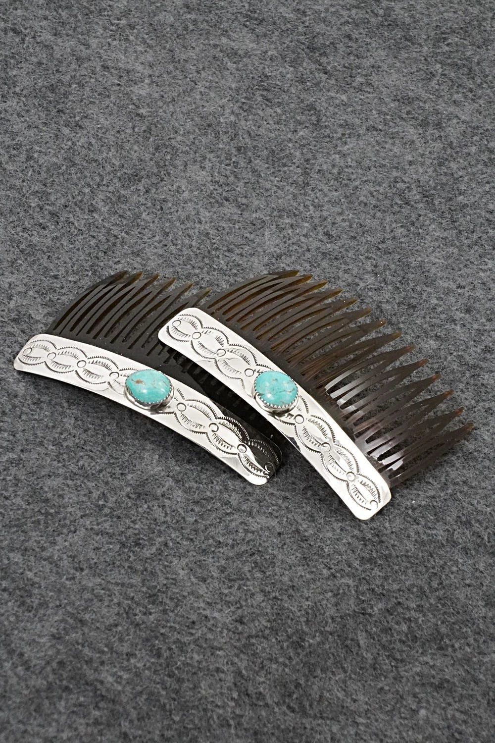 Turquoise & Sterling Silver Hair Combs - Jolene Begay