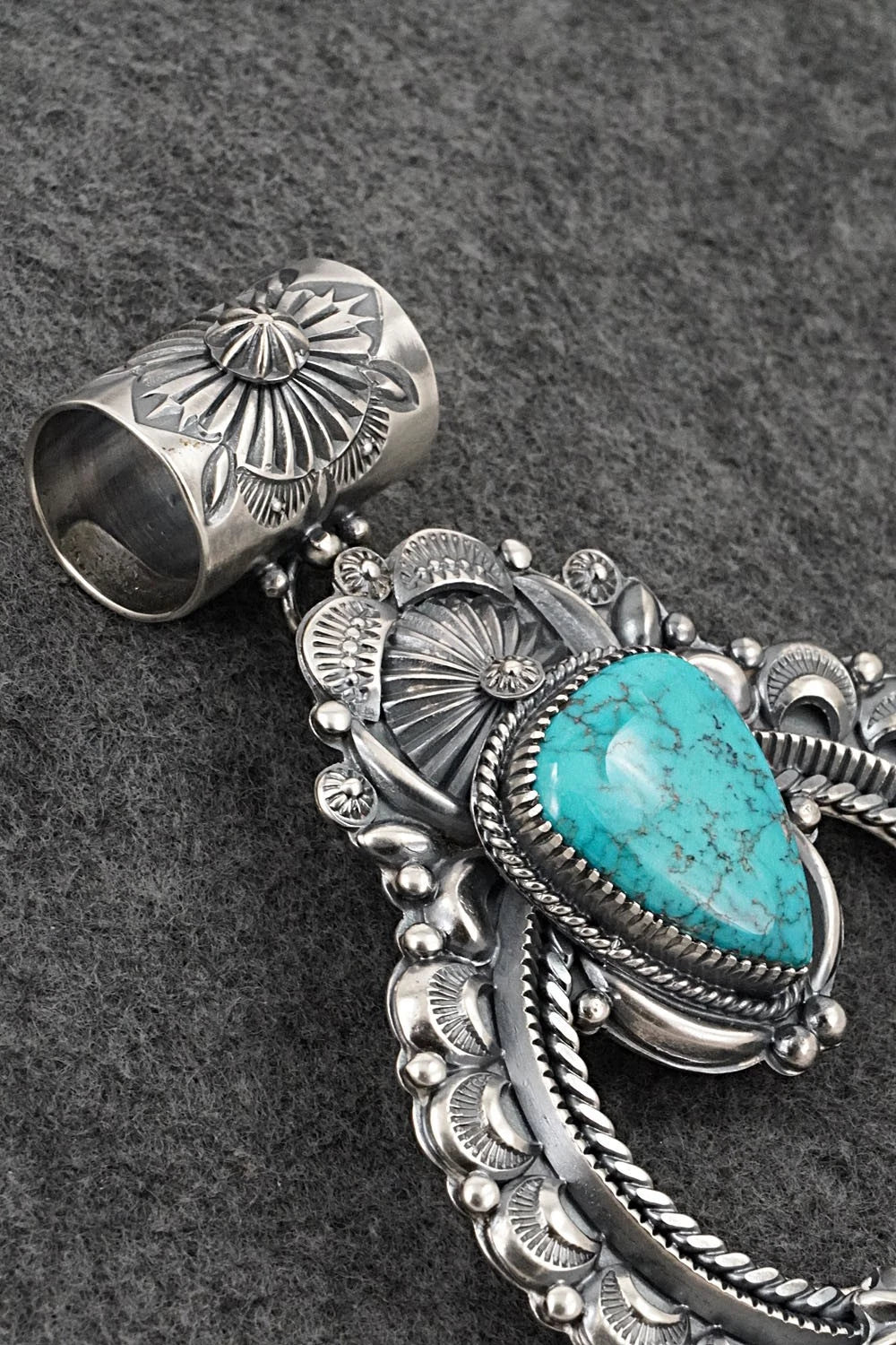Turquoise & Sterling Silver Naja Pendant - Delbert Gordon