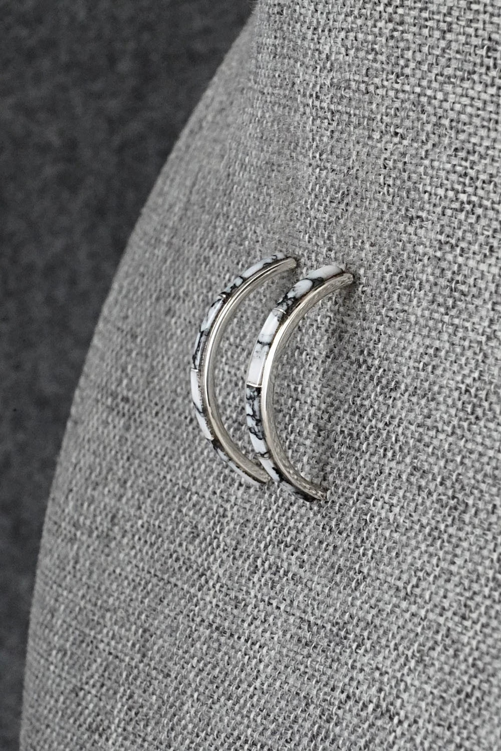 White Buffalo & Sterling Silver Earrings - Nathaniel Johnson