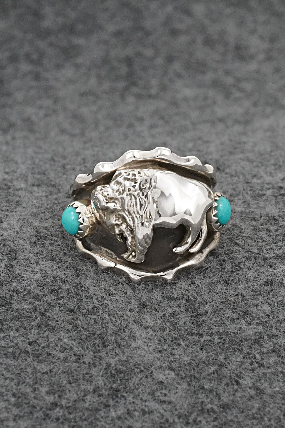 Turquoise & Sterling Silver Ring - Genevieve Francisco - Size 10.75