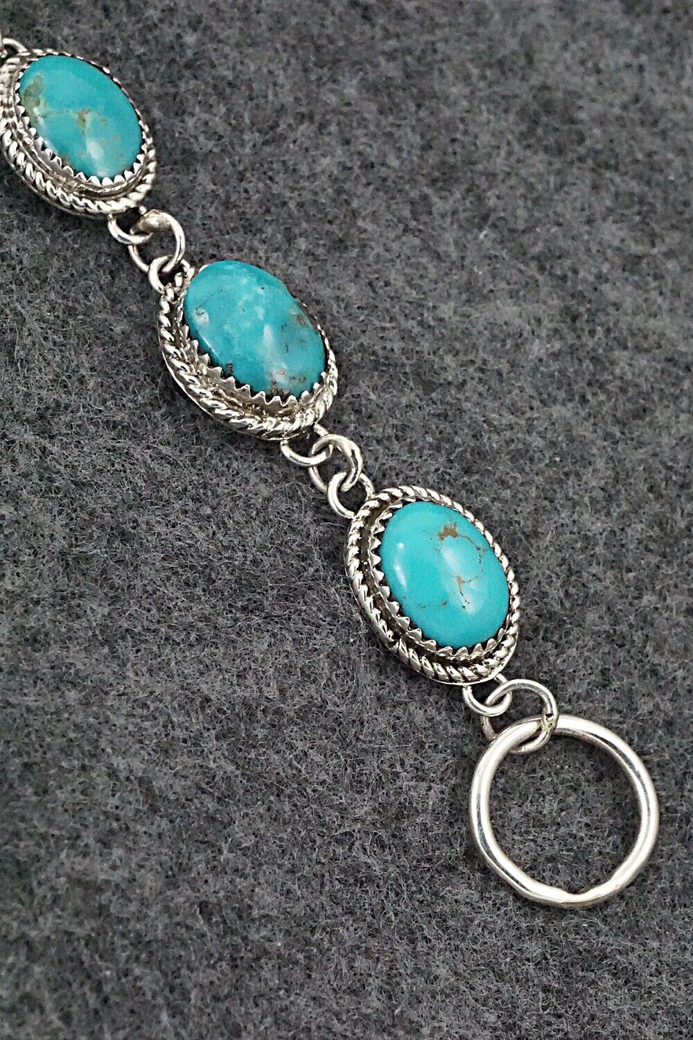 Turquoise & Sterling Silver Link Bracelet - Ernest Hawthorne
