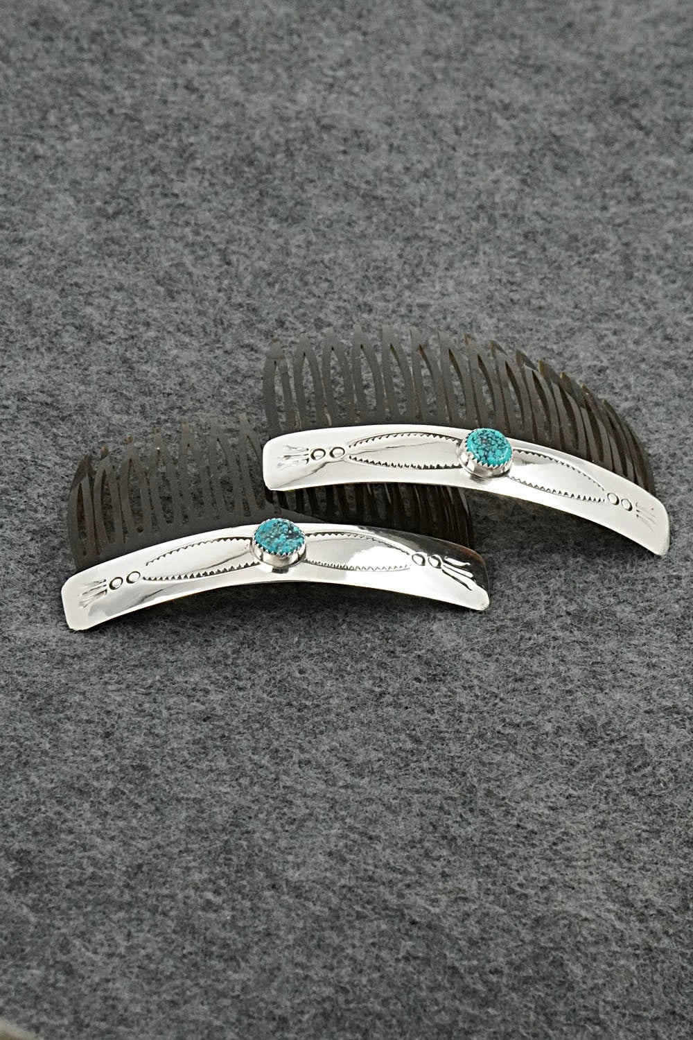 Turquoise & Sterling Silver Hair Combs - Joann Silver