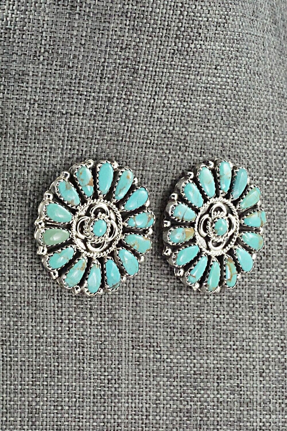 Turquoise and Sterling Silver Earrings - Zeita Begay