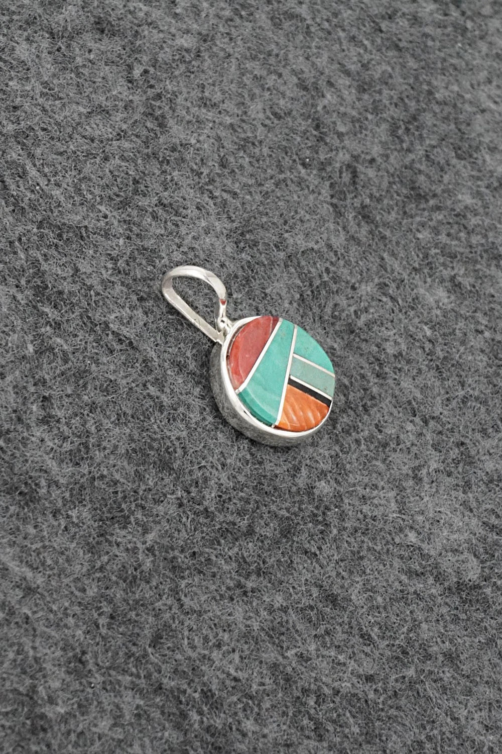 Turquoise, Spiny Oyster & Sterling Silver Pendant - Joseph Martinez