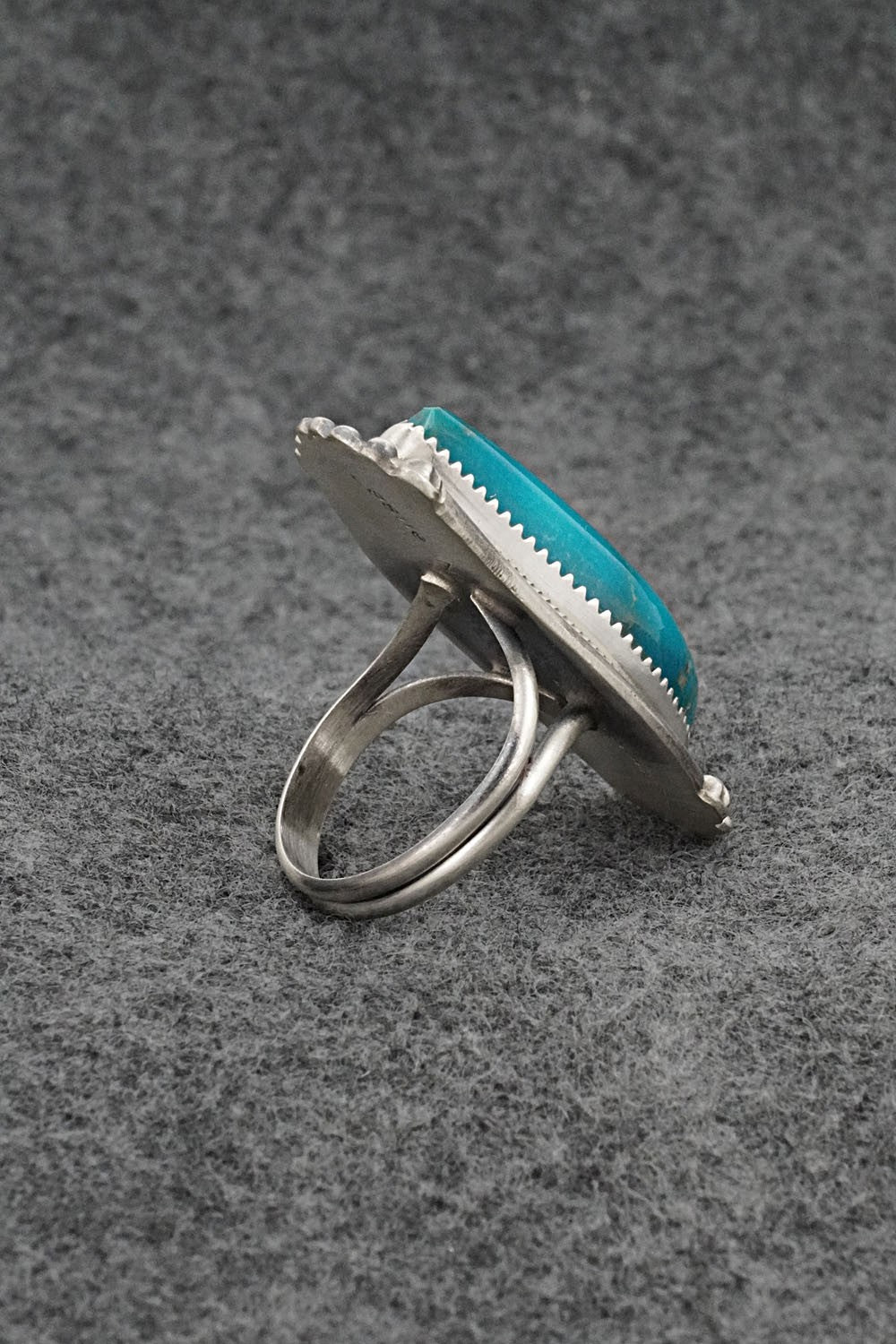 Turquoise & Sterling Silver Ring - Leslie Nez - Size 10.5