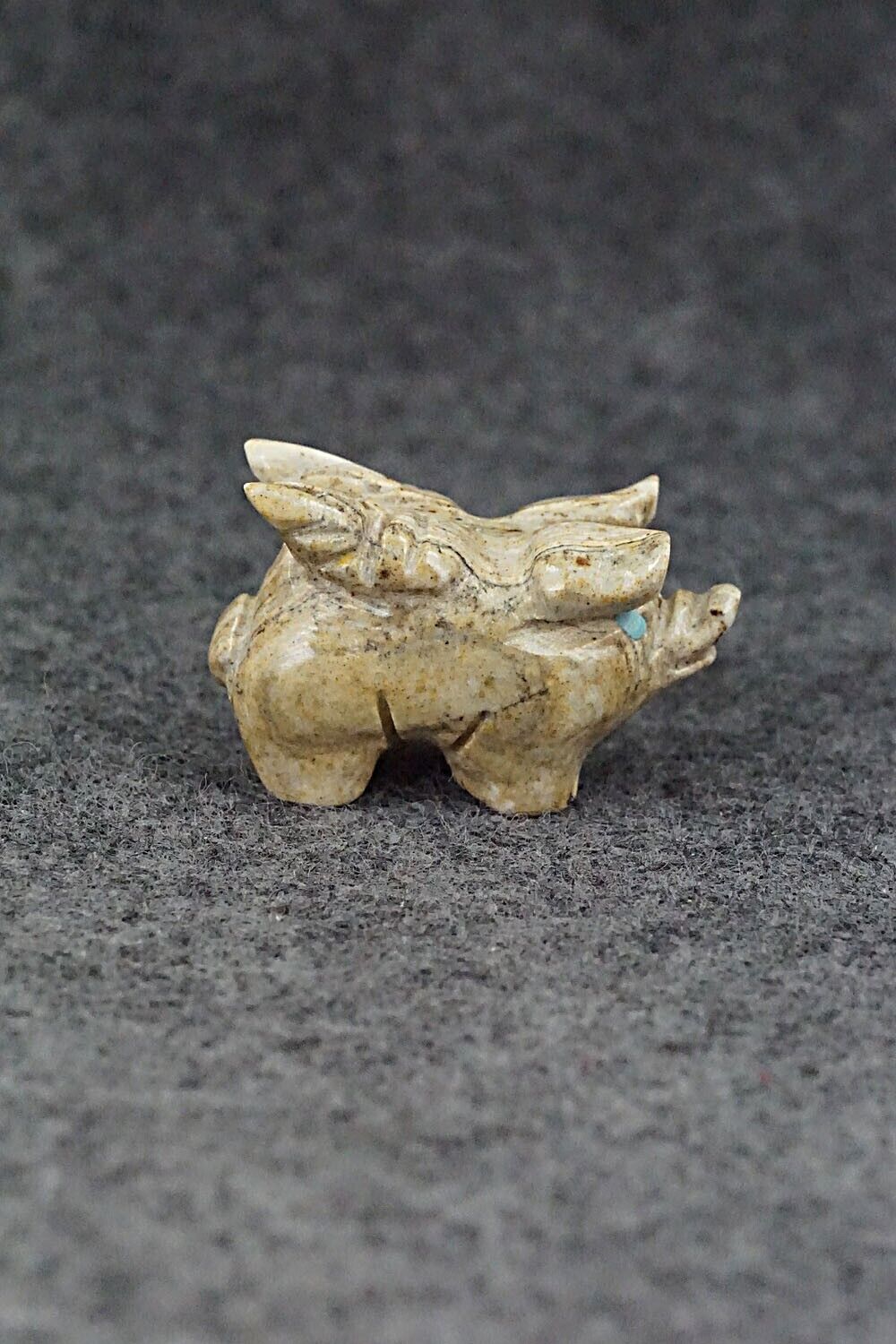 Pig With Wings Zuni Fetish Carving - Stanton Hanaweeka