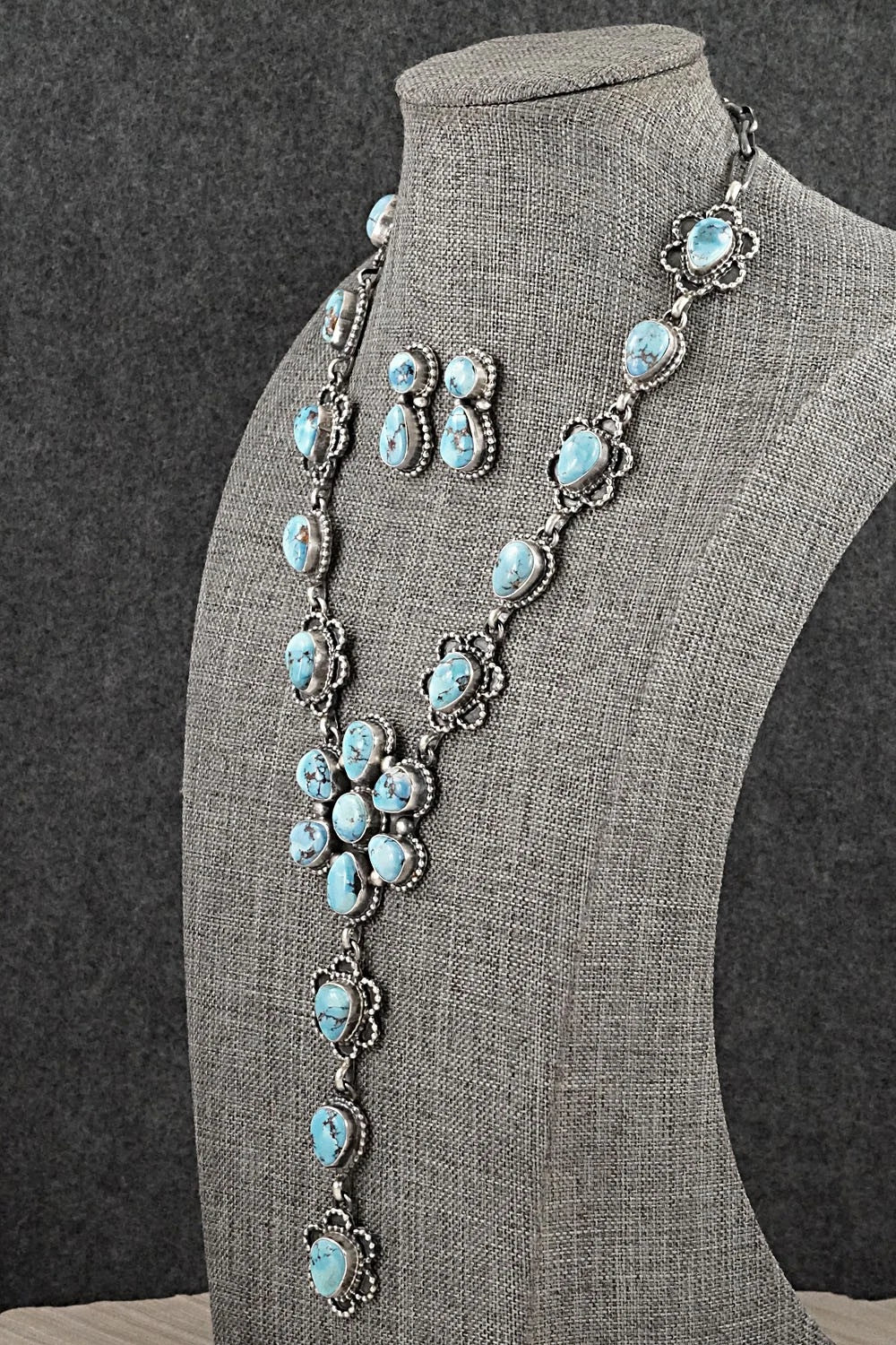 Turquoise & Sterling Silver Necklace and Earrings Set - Darrin Livingston