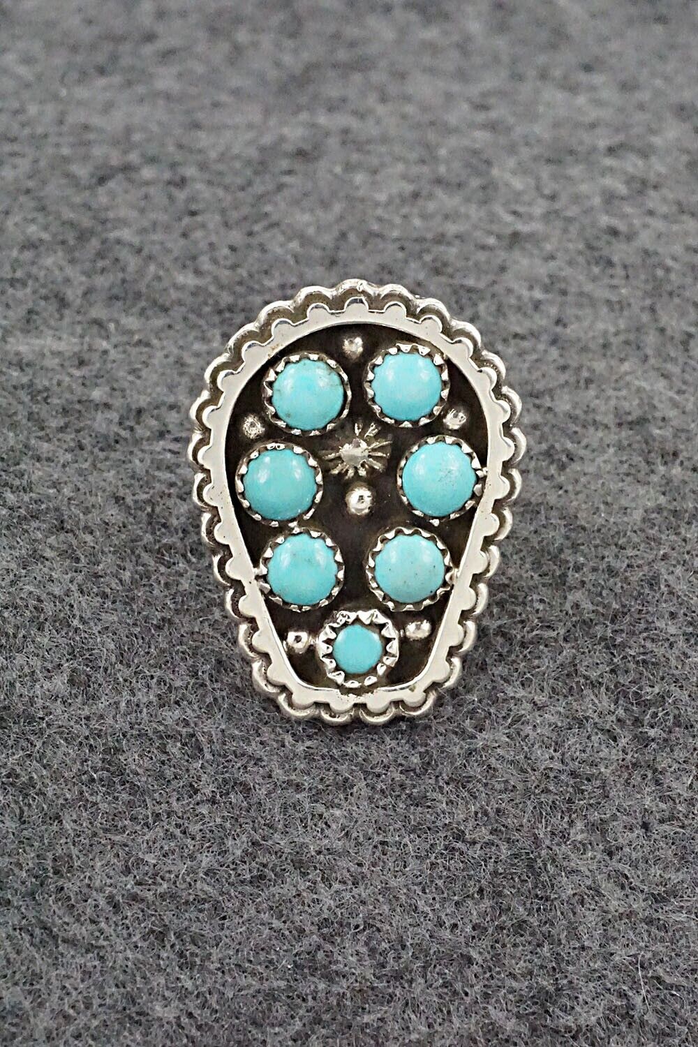 Turquoise & Sterling Silver Ring - Kenny Lonjose - Size 7