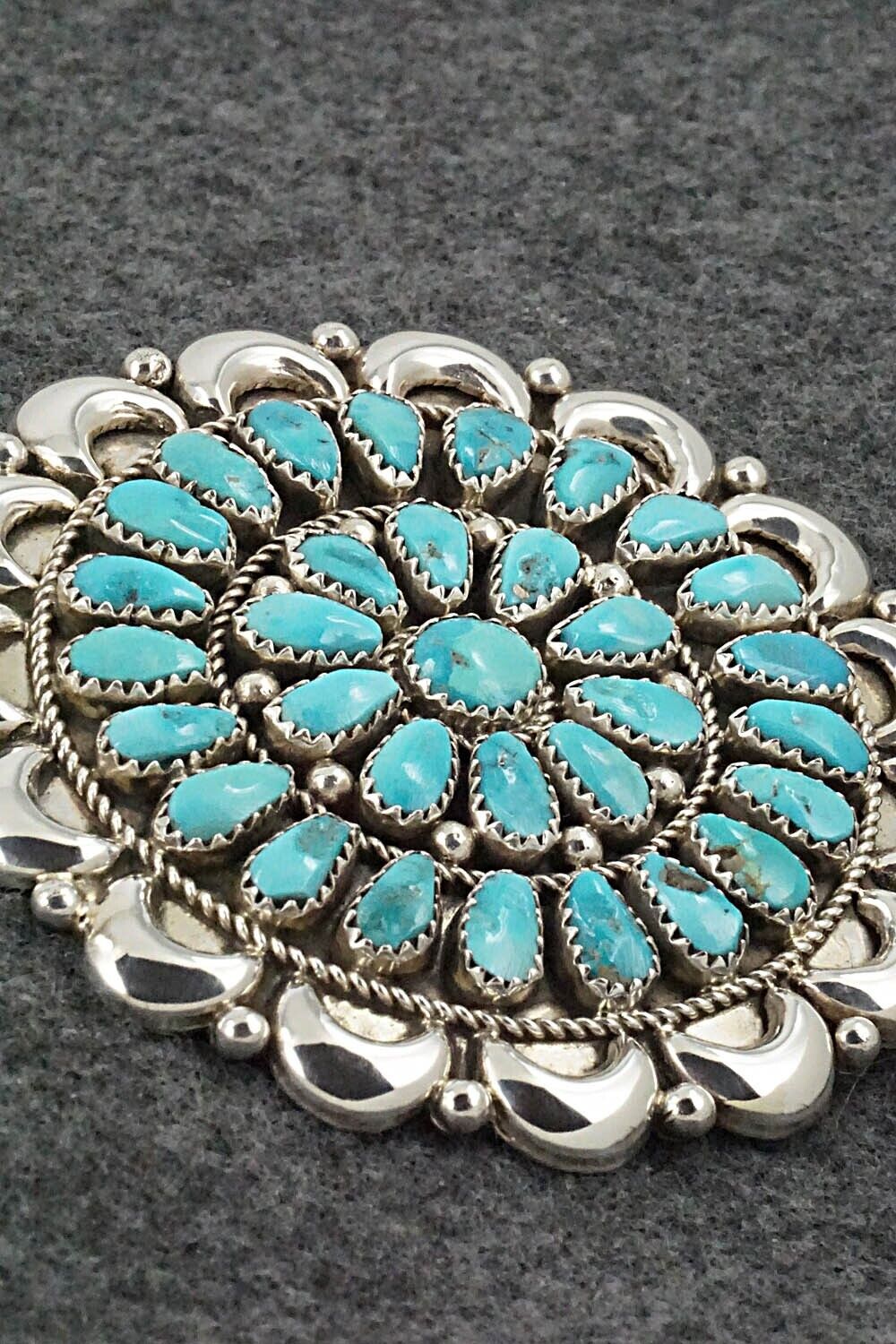 Turquoise & Sterling Silver Pendant/Pin - Eunise Wilson