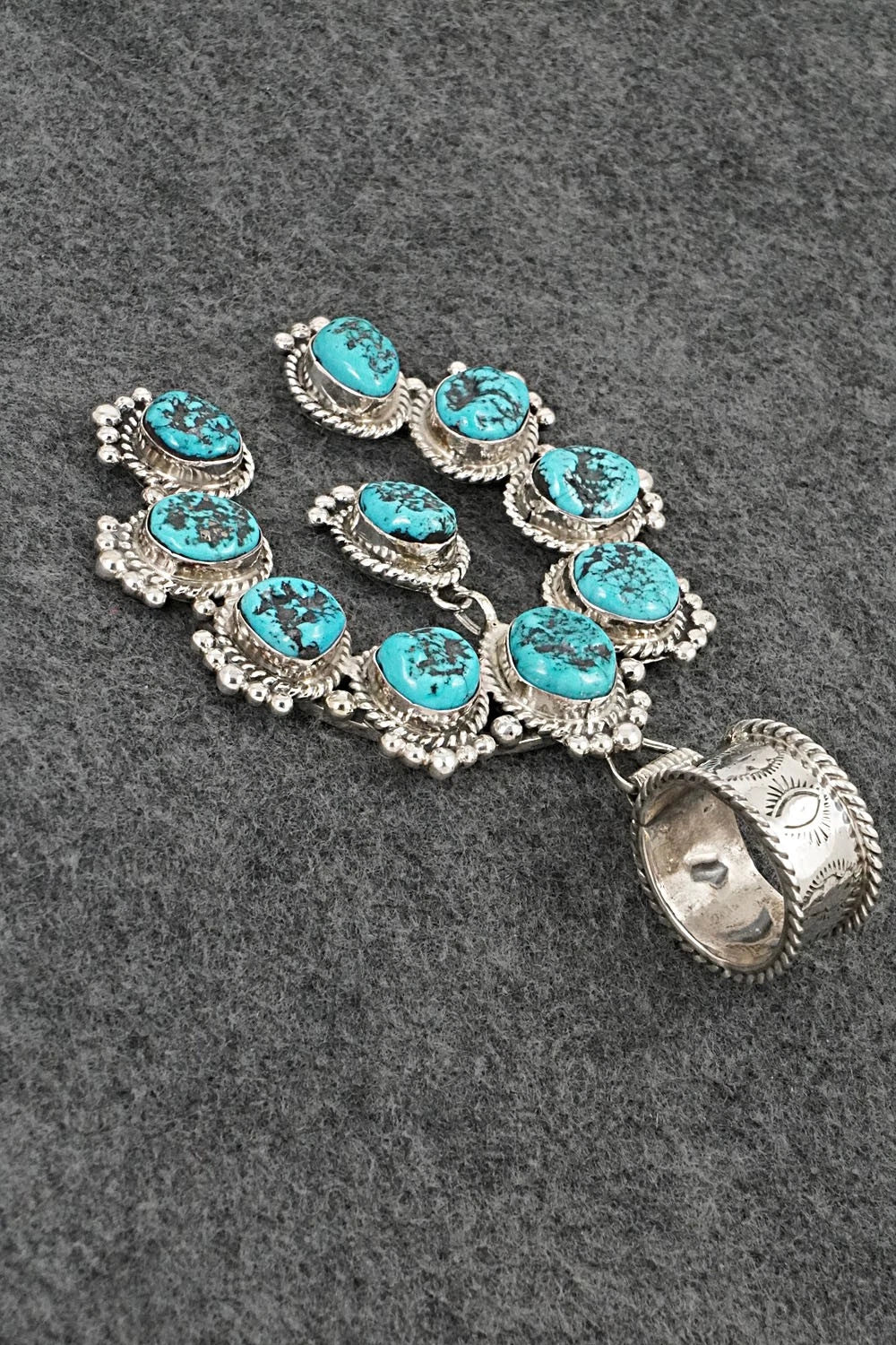 Turquoise and Sterling Silver Naja Pendant - Vernon Johnson