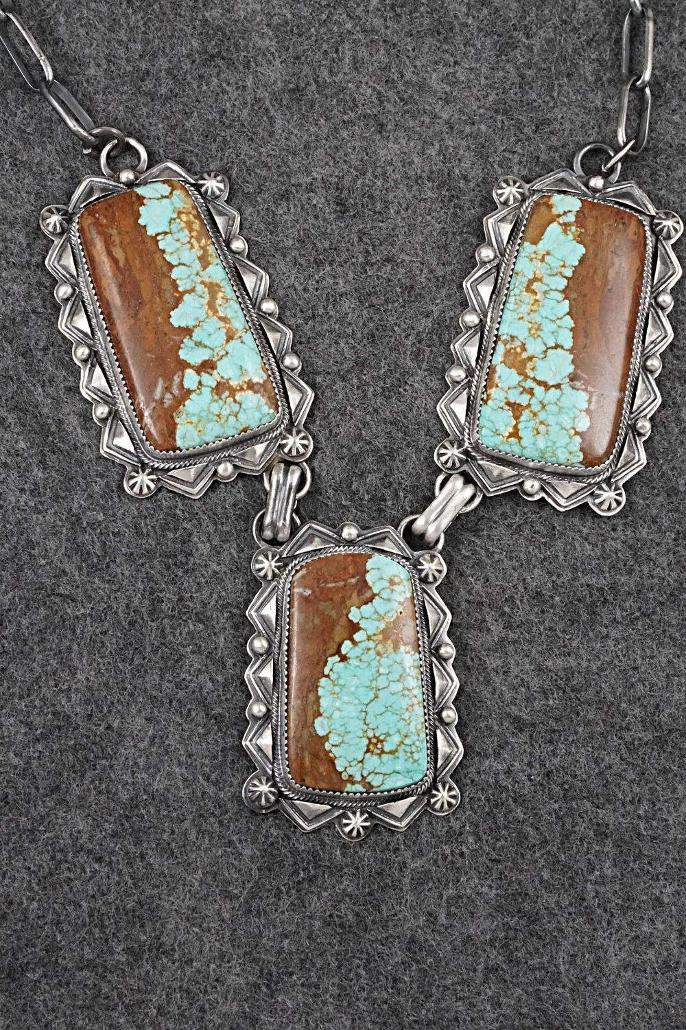 Turquoise & Sterling Silver Necklace and Earrings Set - Randy Boyd