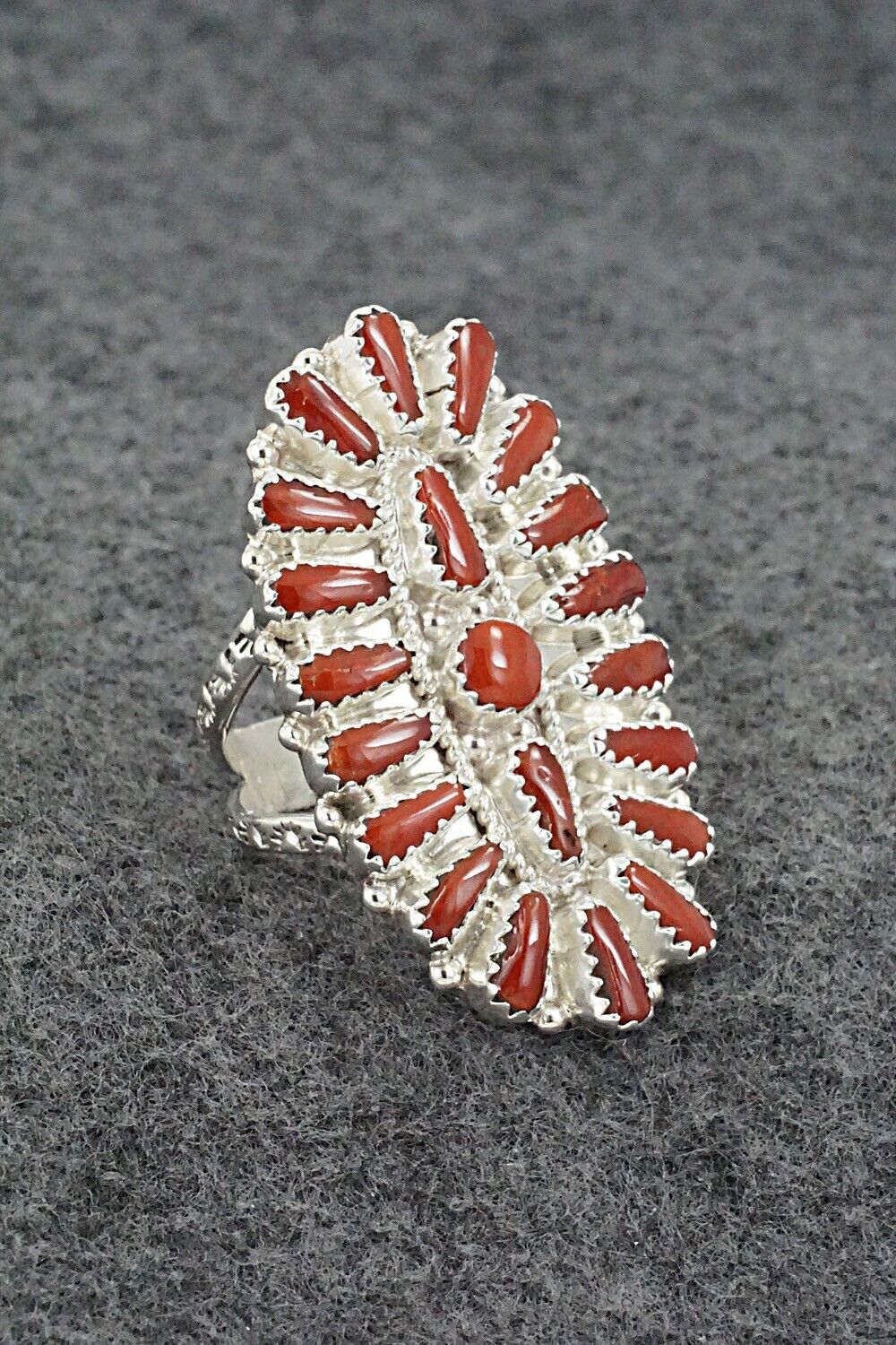 Coral & Sterling Silver Ring - Donovan Wilson - Size 8.5