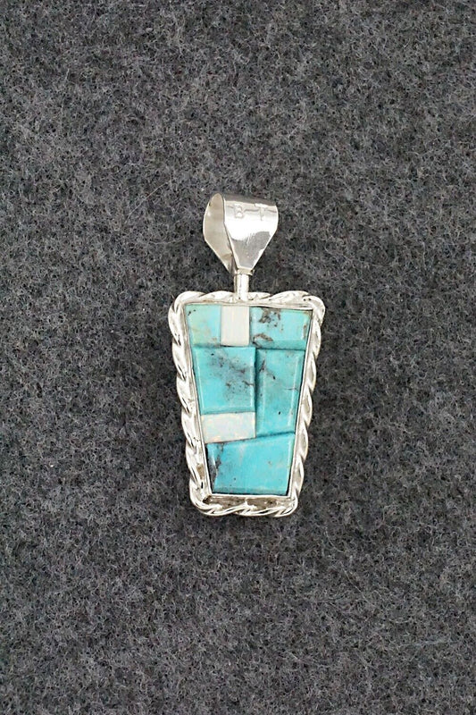 Turquoise, Opalite & Sterling Silver Double-Sided Pendant - Bevis Tsadasi
