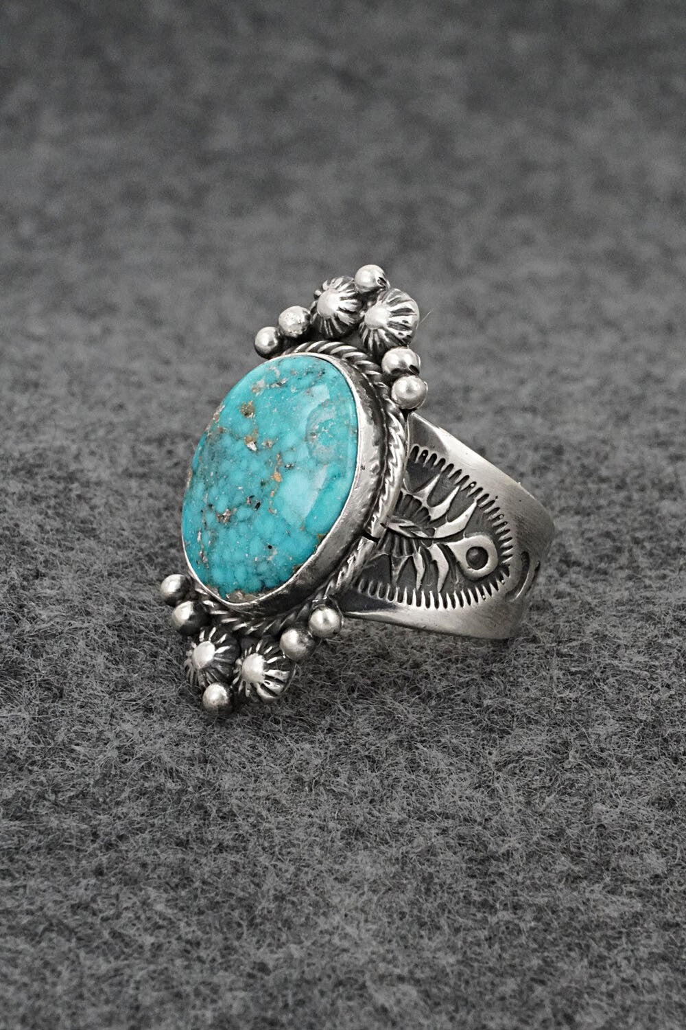 Turquoise & Sterling Silver Ring - Samuel Yellowhair - Size 7.5