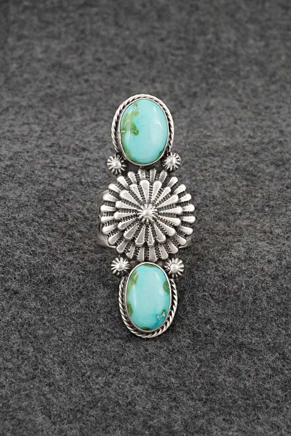 Turquoise & Sterling Silver Ring - Samuel Yellowhair - Size 8