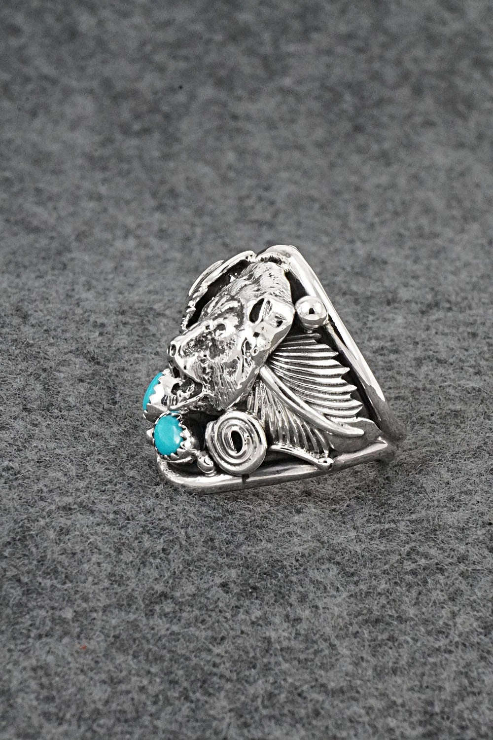 Turquoise & Sterling Silver Ring - Darrell Morgan - Size 12
