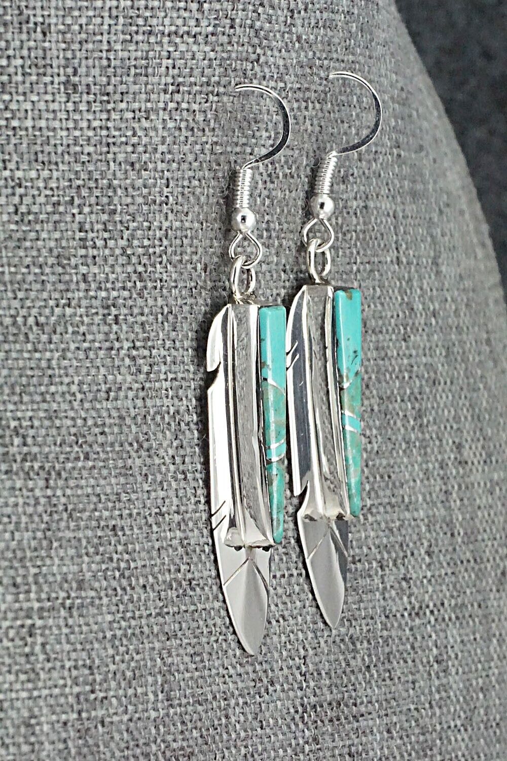 Turquoise & Sterling Silver Inlay Earrings - Marilyn Yazzie