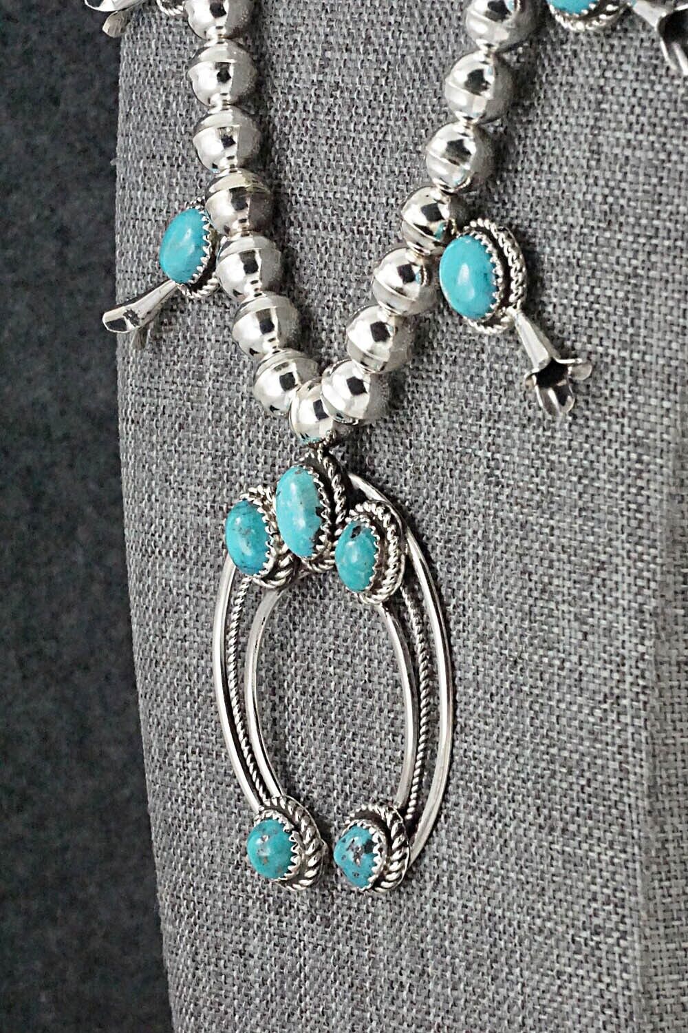 Turquoise & Sterling Silver Squash Blossom Necklace - Phil Garcia
