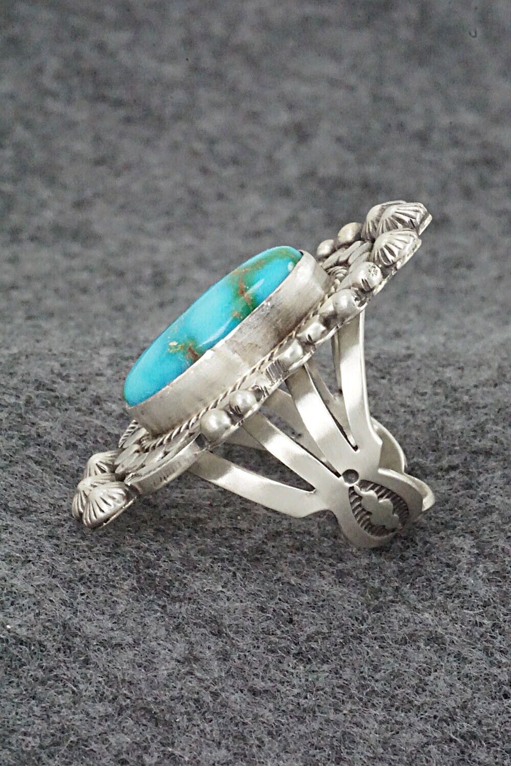 Turquoise & Sterling Silver Ring - Tom Lewis - Size 6.5