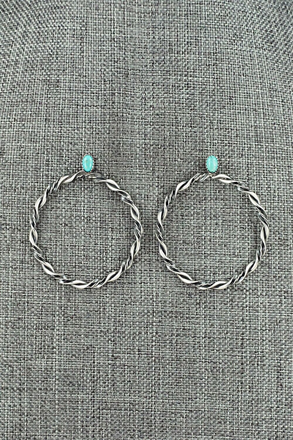 Turquoise & Sterling Silver Earrings - Nelson Leonard Jr.