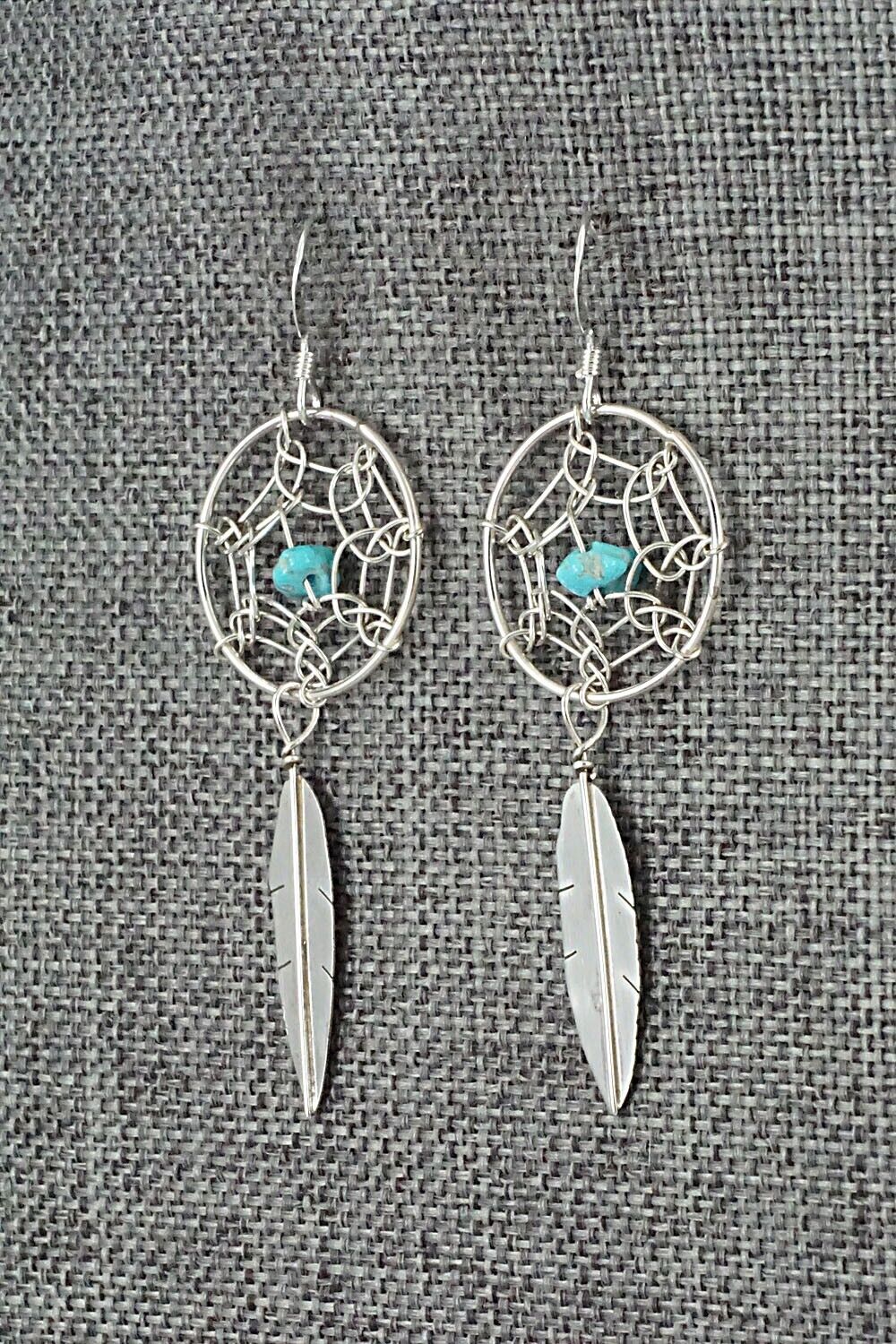 Turquoise & Sterling Silver Earrings - Lorenzo Arviso Jr.