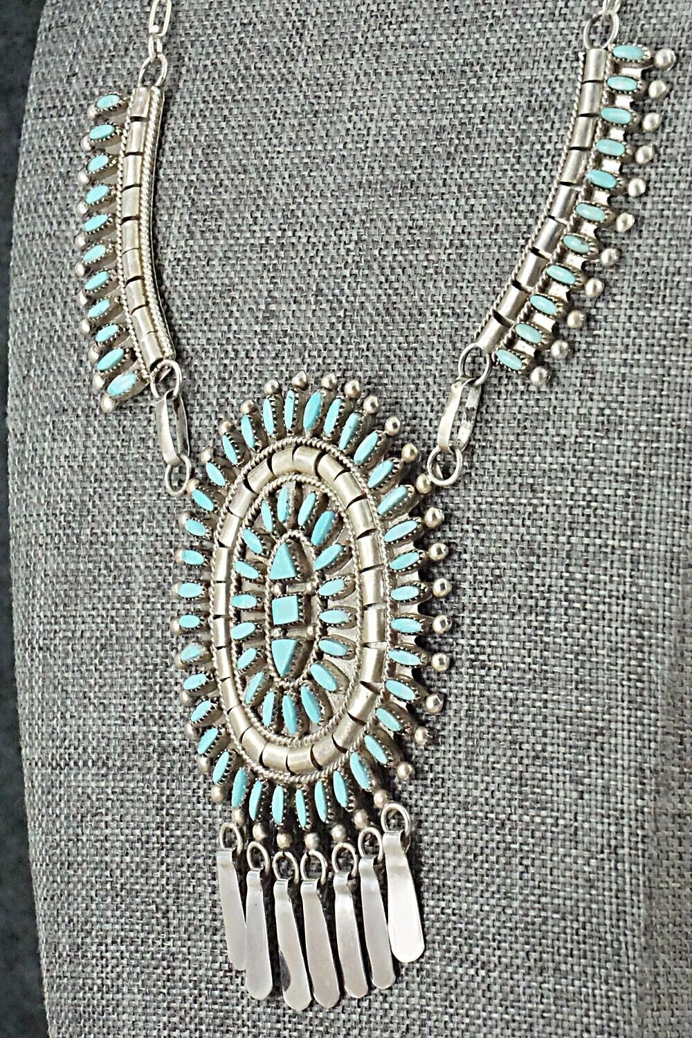Turquoise & Sterling Silver Necklace and Earrings Set - Evonne Hustito