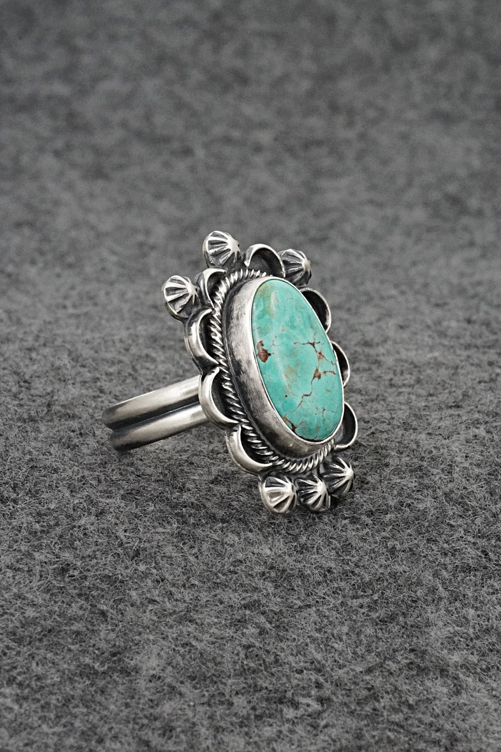 Turquoise & Sterling Silver Ring - Bobby Johnson - Size Adjustable