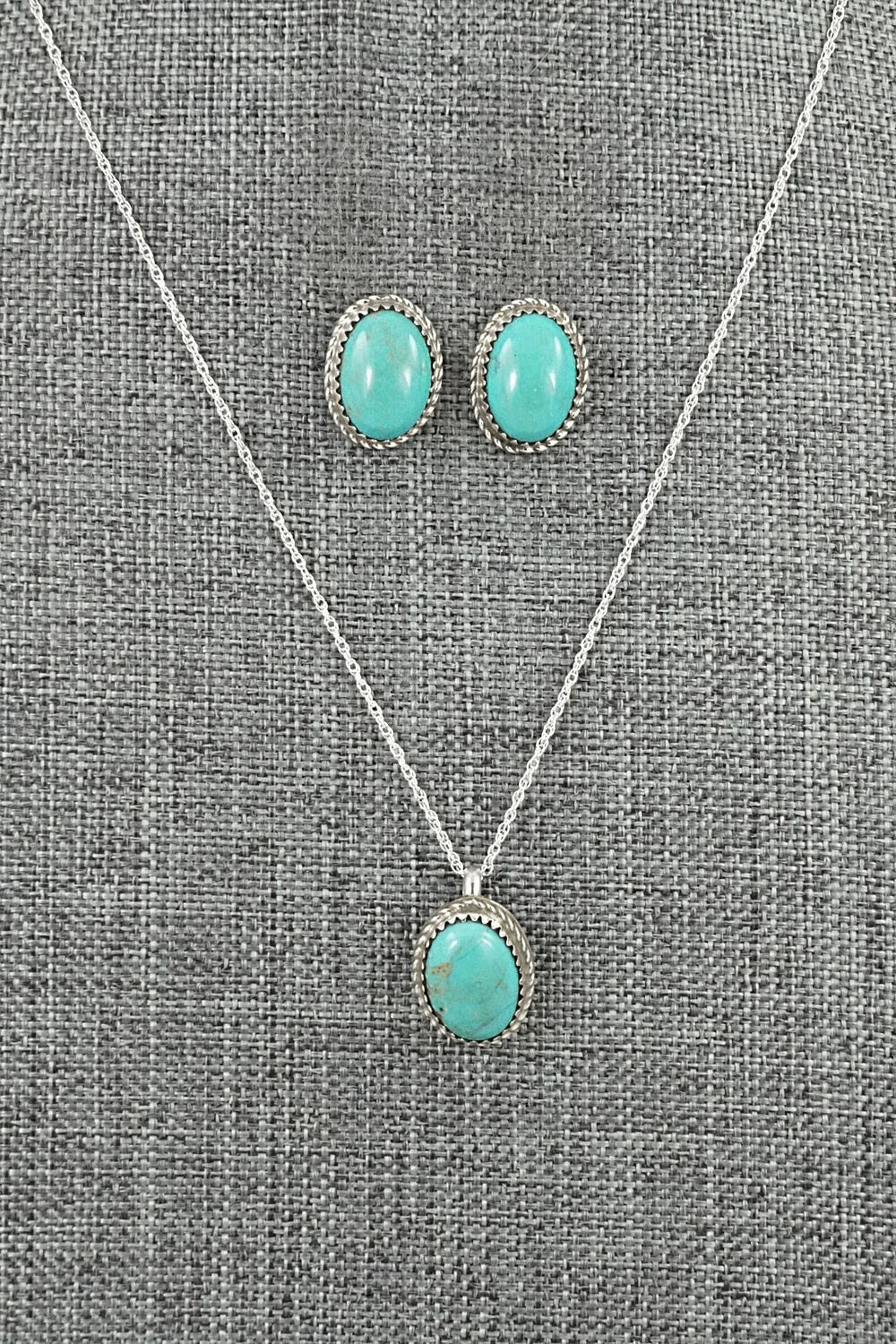 Turquoise & Sterling Silver Necklace Set - Murray Hannaweeka
