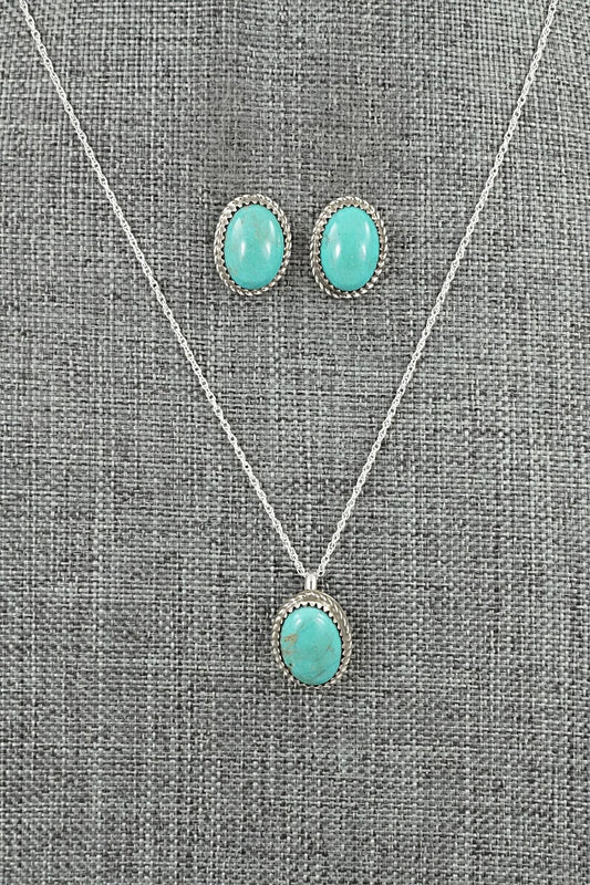 Turquoise & Sterling Silver Necklace Set - Murray Hannaweeka