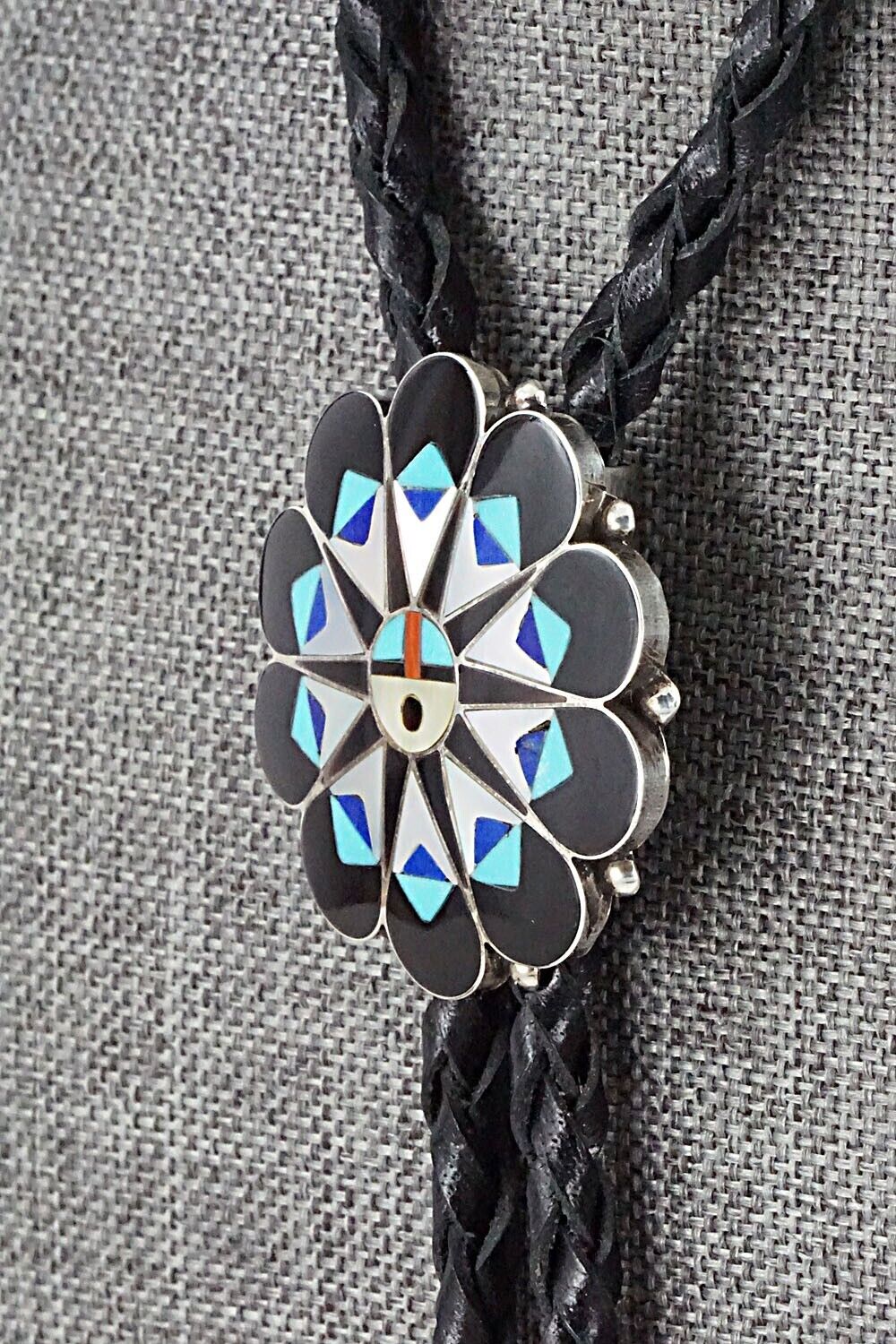 Multi Stone & Sterling Silver Bolo Tie - Delwin Gasper