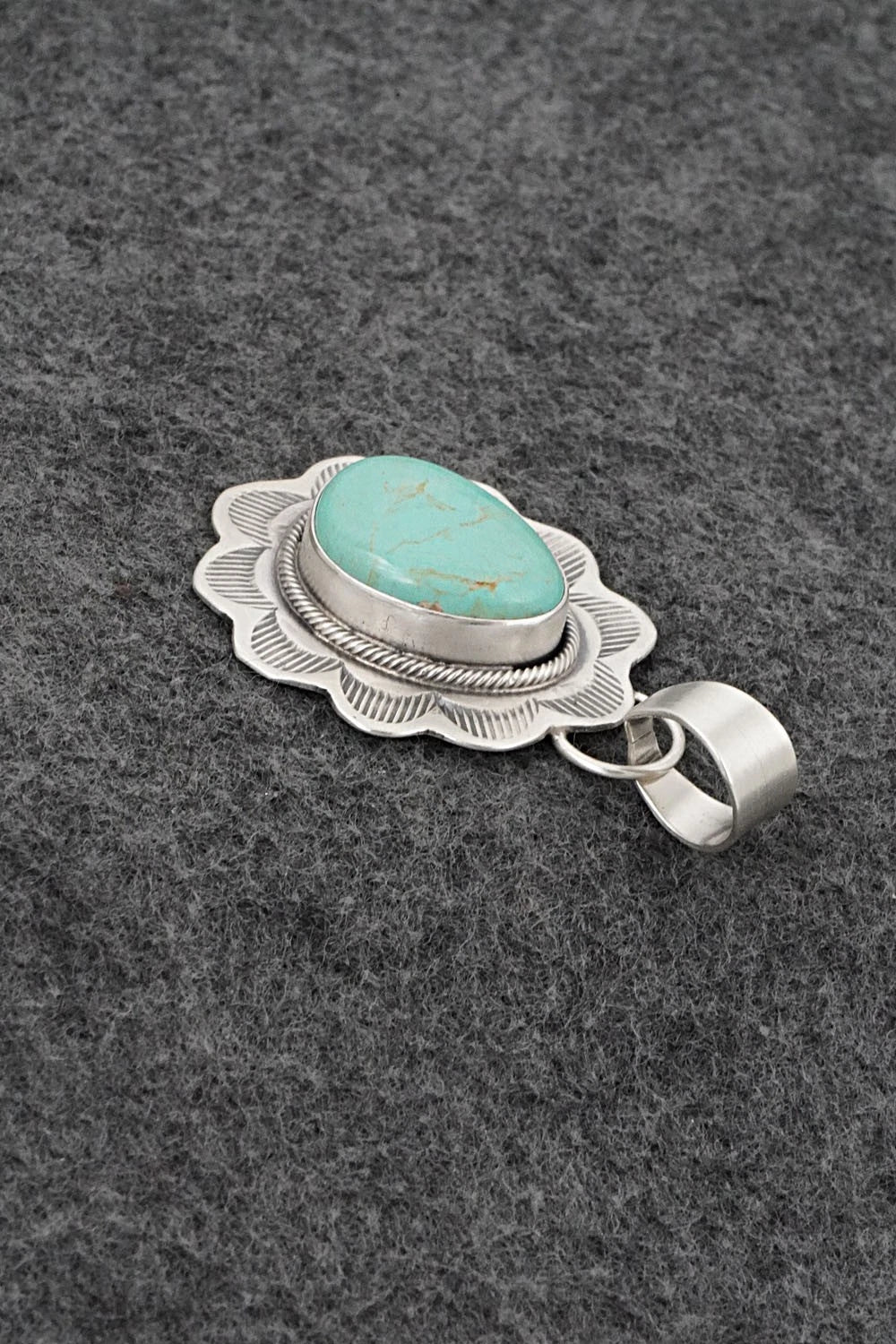 Turquoise & Sterling Silver Pendant - Cordell Platero