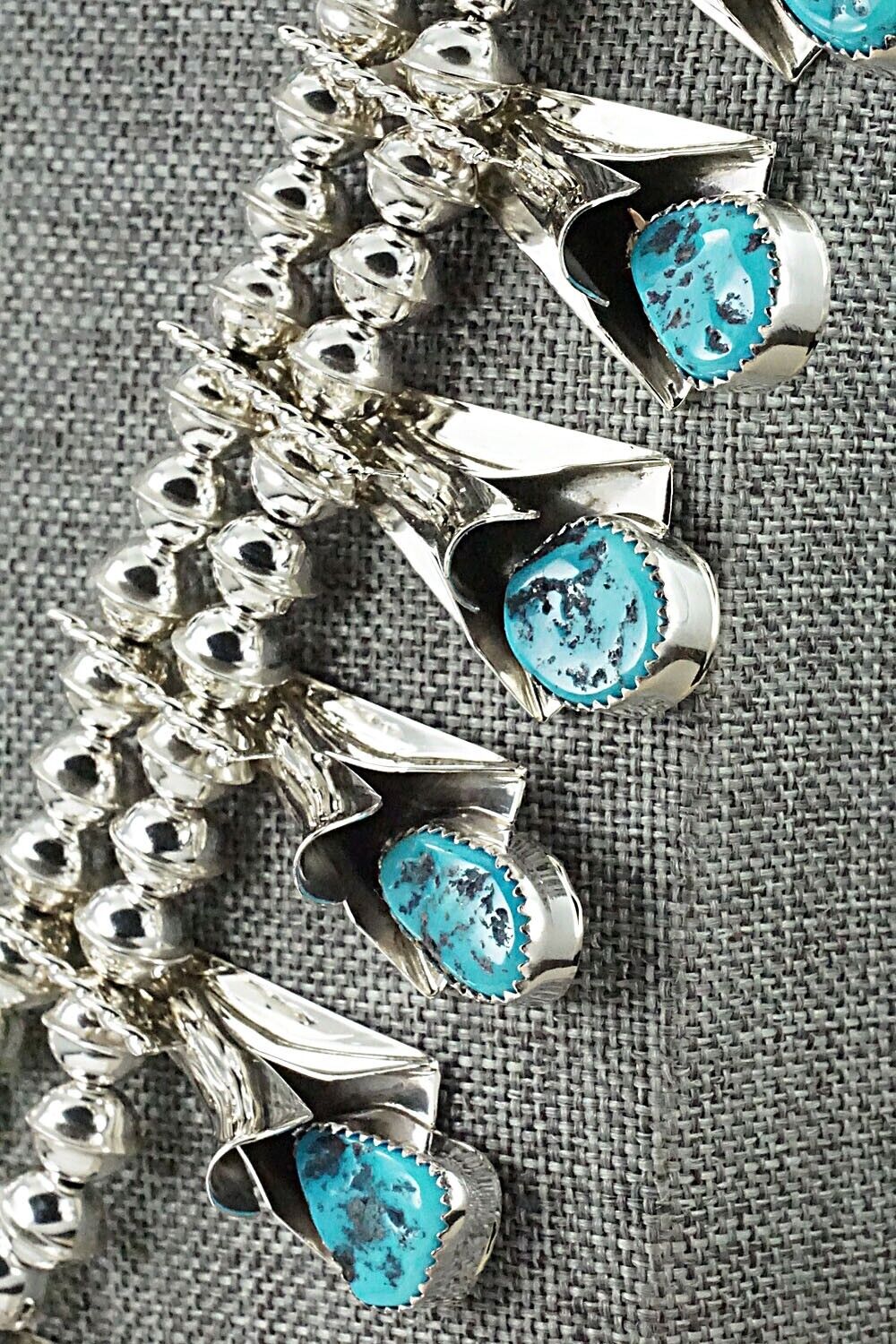 Turquoise & Sterling Silver Squash Blossom Set - Louise Yazzie