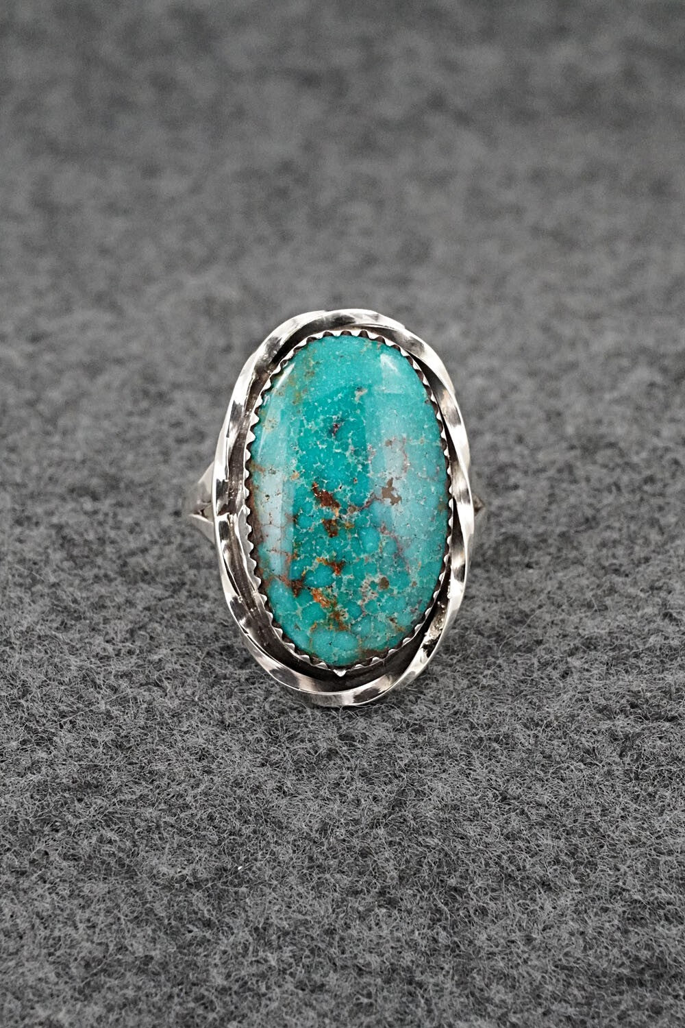 Turquoise & Sterling Silver Ring - Ernest Hawthorne - Size 8