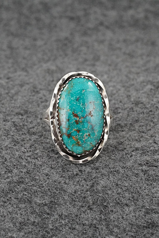 Turquoise & Sterling Silver Ring - Ernest Hawthorne - Size 8