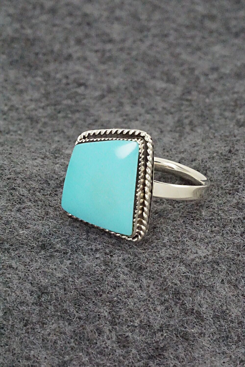 Turquoise & Sterling Silver Ring - Sheena Jack - Size 7 (Adj.)