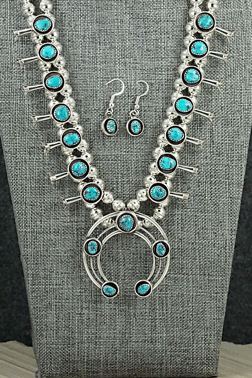 Turquoise & Sterling Silver Squash Blossom Set - Phil Garcia