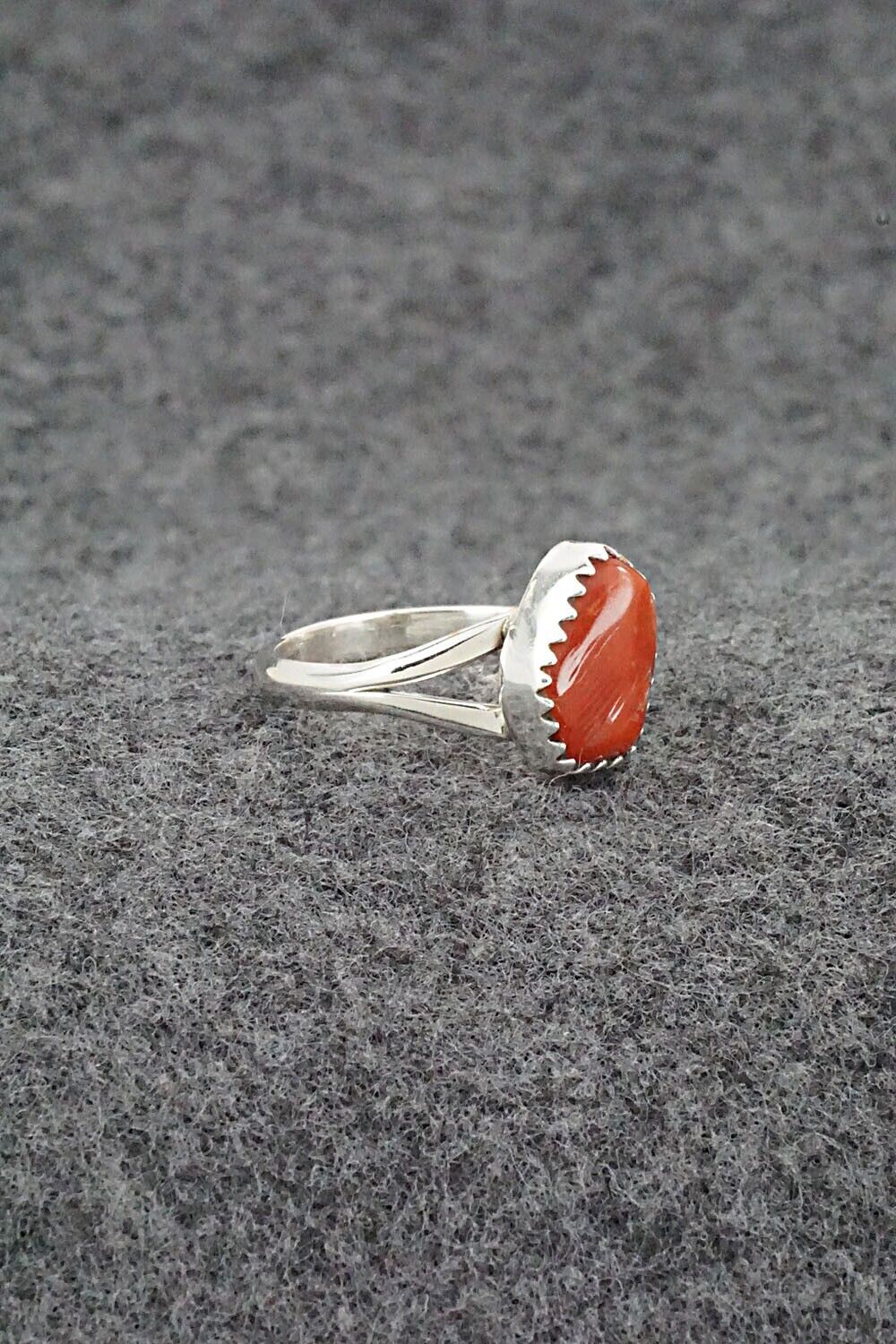Coral & Sterling Silver Ring - Letricia Largo - Size 5