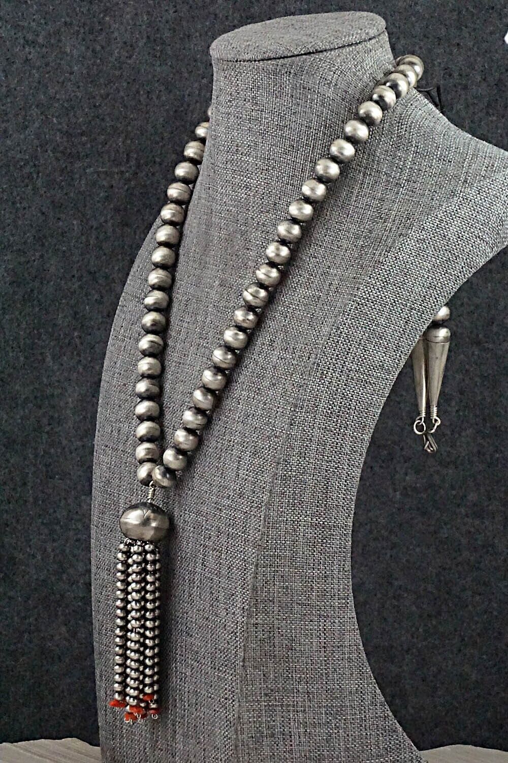 Coral & Sterling Silver Navajo Pearl Necklace - Jan Mariano