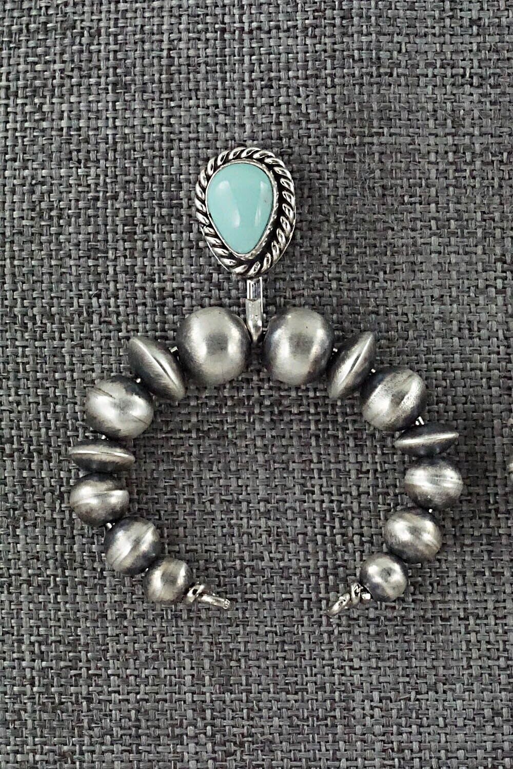 Turquoise & Sterling Silver Navajo Pearl Earrings - Amanda Larry