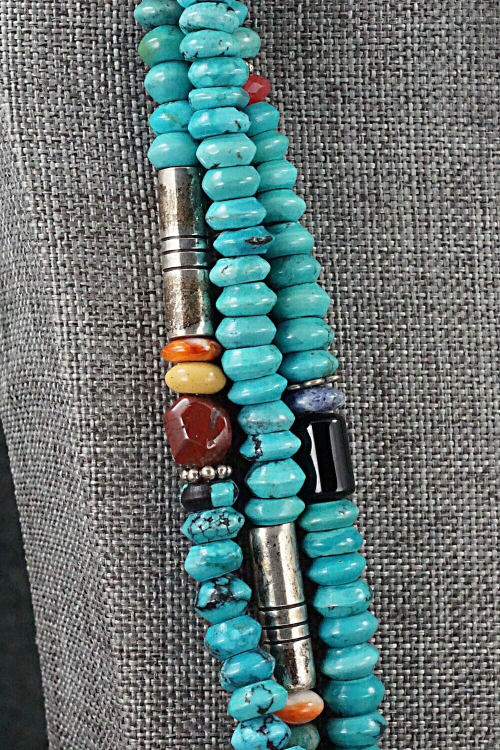Multi Stone and Sterling Silver Necklace - Tommy Singer