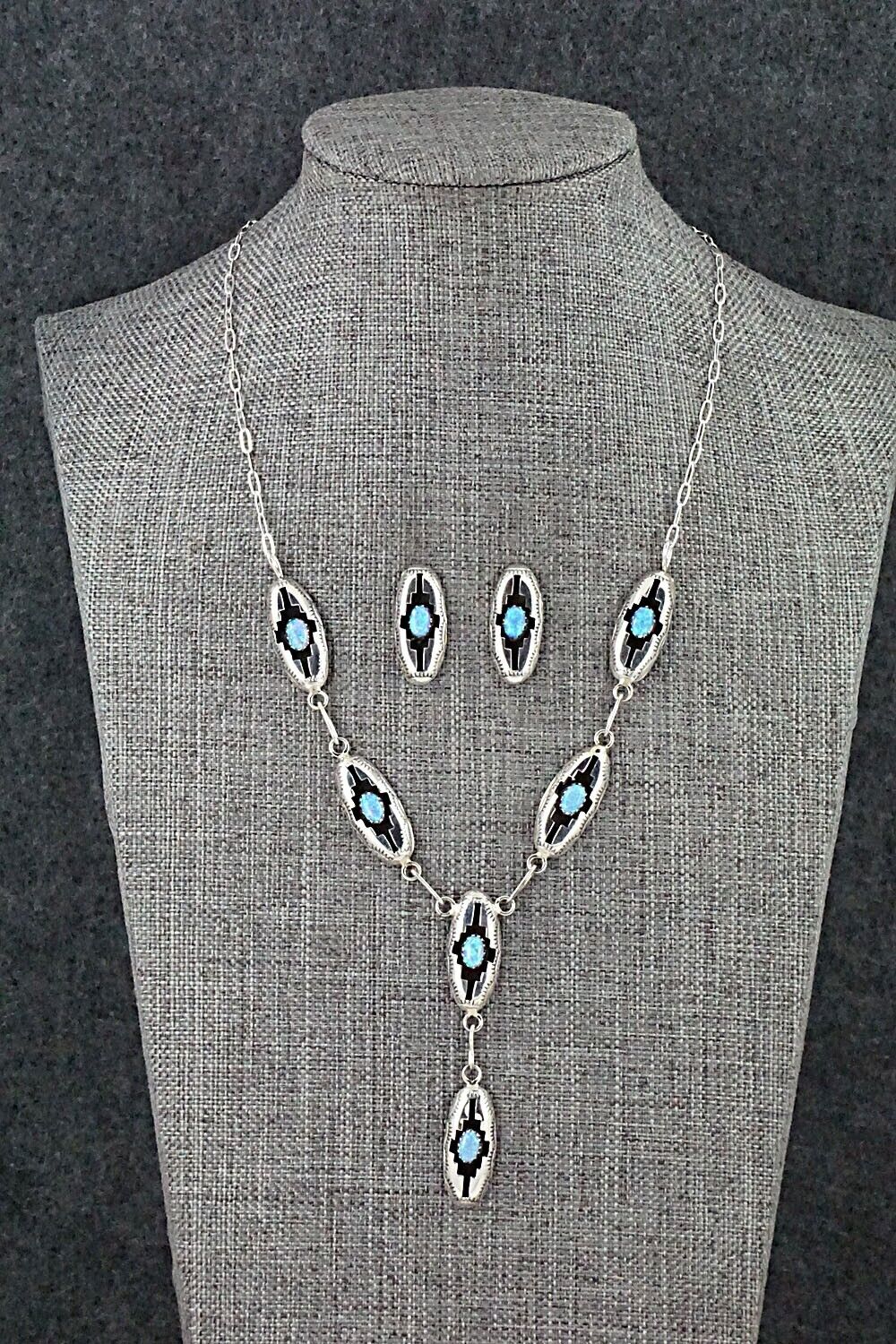 Opalite & Sterling Silver Necklace and Earrings Set - Felix Perry