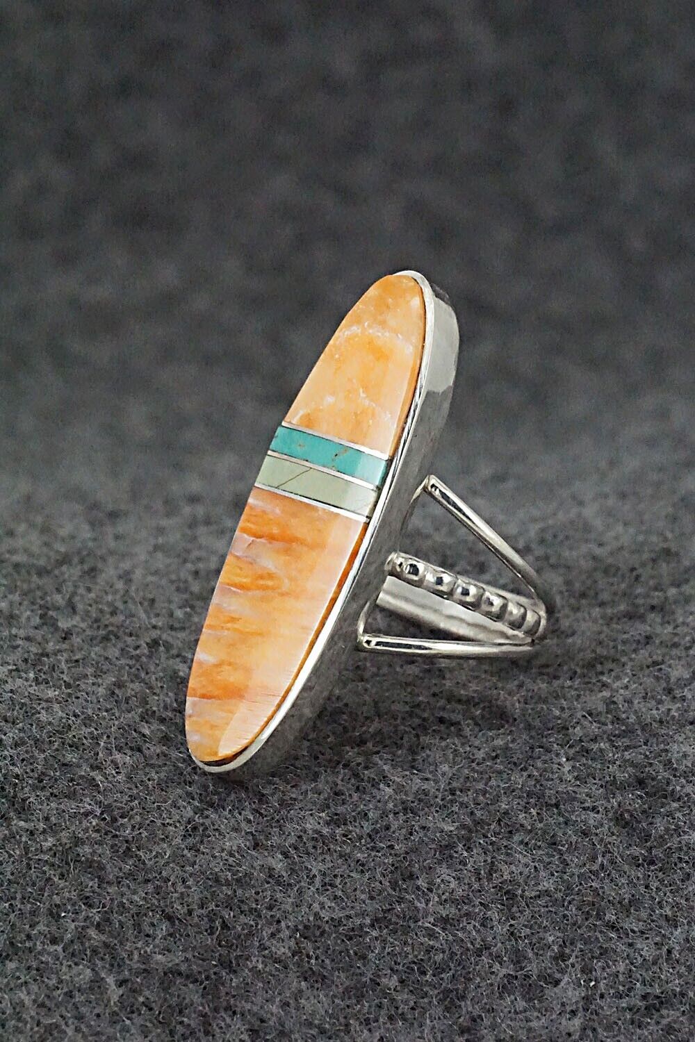 Spiny Oyster, Turquoise & Sterling Silver Ring - Harold Smith - Size 6