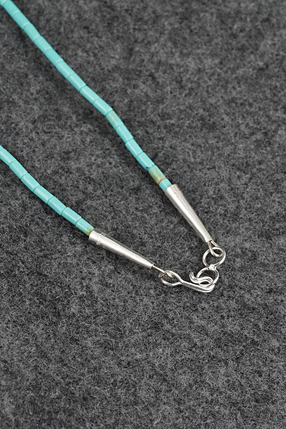 Turquoise Fetish Carving & Sterling Silver Necklace - Hector Goodluck