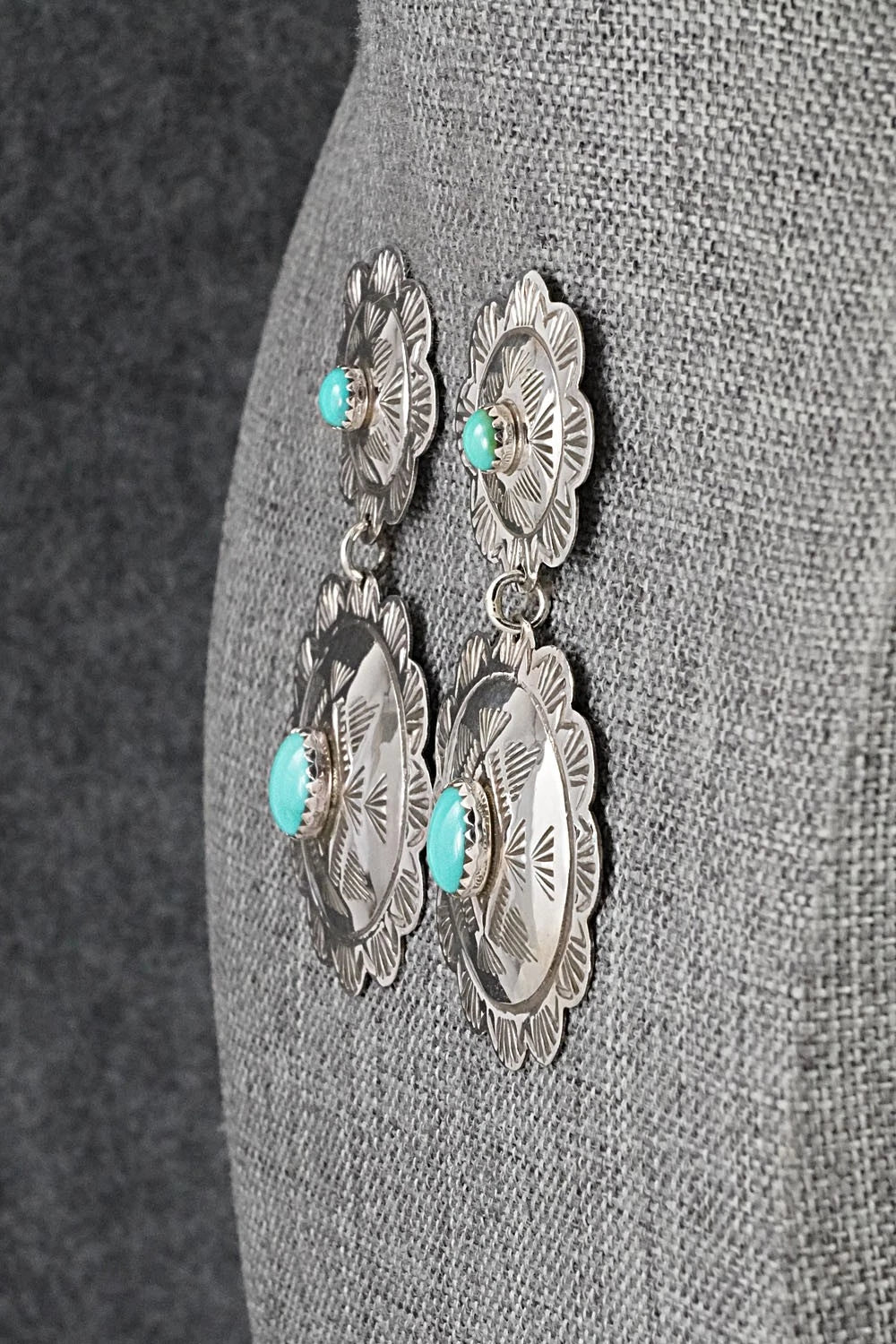 Turquoise and Sterling Silver Earrings - Bertha Begay