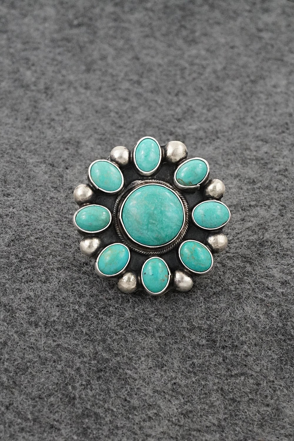 Turquoise & Sterling Silver Ring - Kathleen Livingston - Size Adjustable