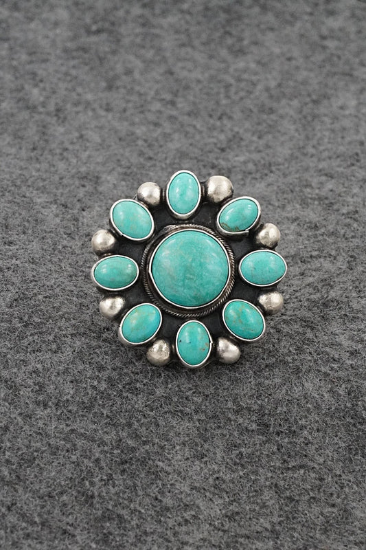 Turquoise & Sterling Silver Ring - Kathleen Livingston - Size Adjustable
